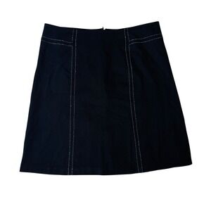 J.McLaughlin Mini Bainbridge Skirt A-Line Black Career‎ Casual White Stitch Sz 8